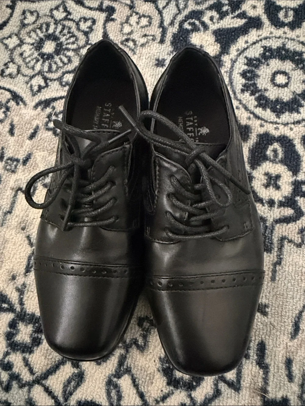 👞 Stafford Classic Black Boy’s Cap-Toe Lace-Up Dress Shoes